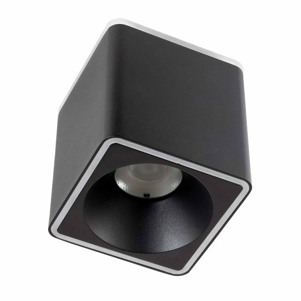 Spot LED de surface carré Ø12 cm noir Rouk, spot carré moyen noir 2